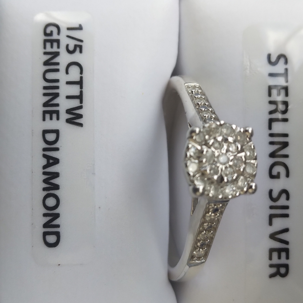 Sterling silver diamond ring